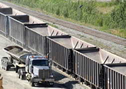 Gravel train and gravel truck image